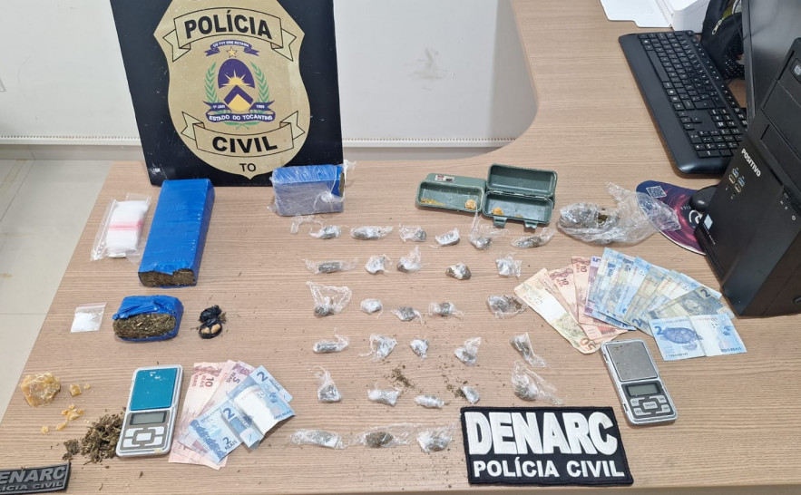 Em Araguaína, Polícia Civil prende quatro pessoas por tráfico de drogas e apreende várias porções de substâncias entorpecentes