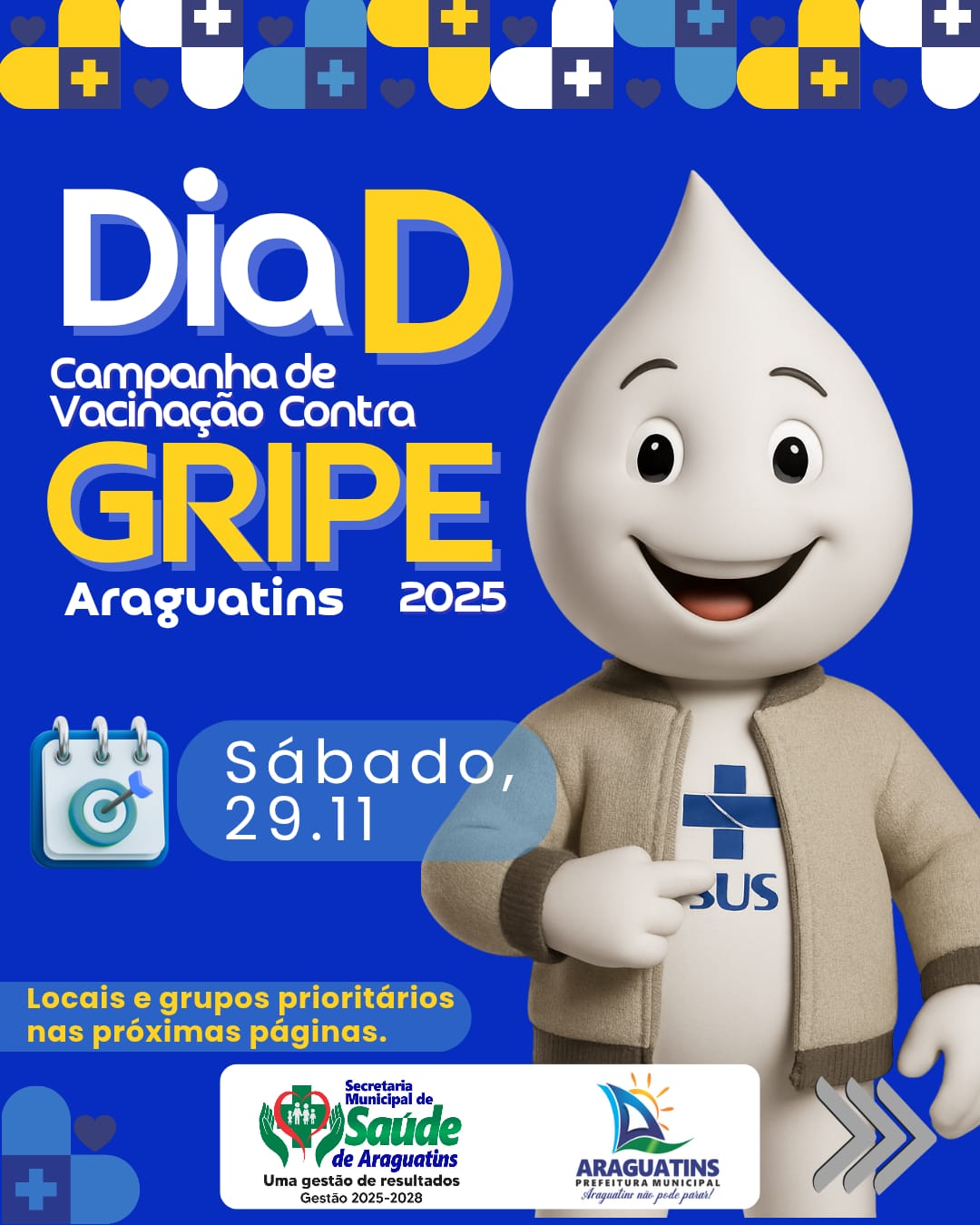 ARAGUATINS: SECRETARIA MUNICIPAL DE SAÚDE PROMOVE DIA D DA CAMPANHA DE VACINAÇÃO CONTRA INFLUENZA